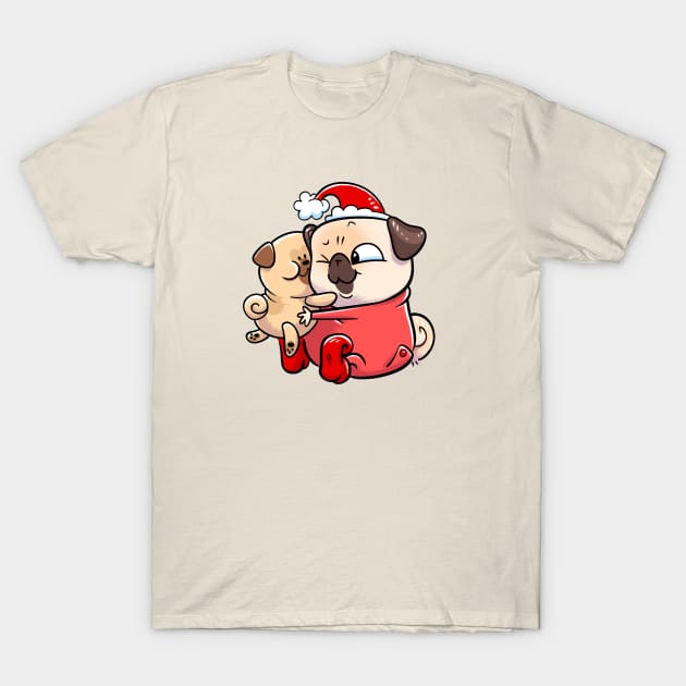 Elf Pug - Snuggle pug T-Shirt by Inkpug